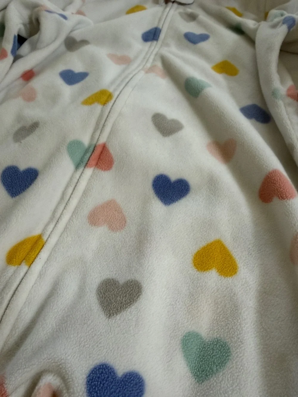 Baby Girls' Heart & Owl Fleece One-Piece Sleepers - White & Blue 3T